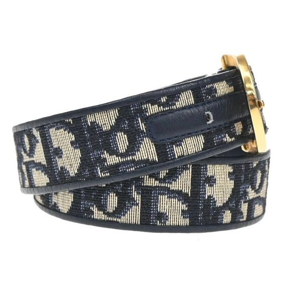 Dior Christian Belt Trotter Logo 65 Navy Canvas Leather main image 5